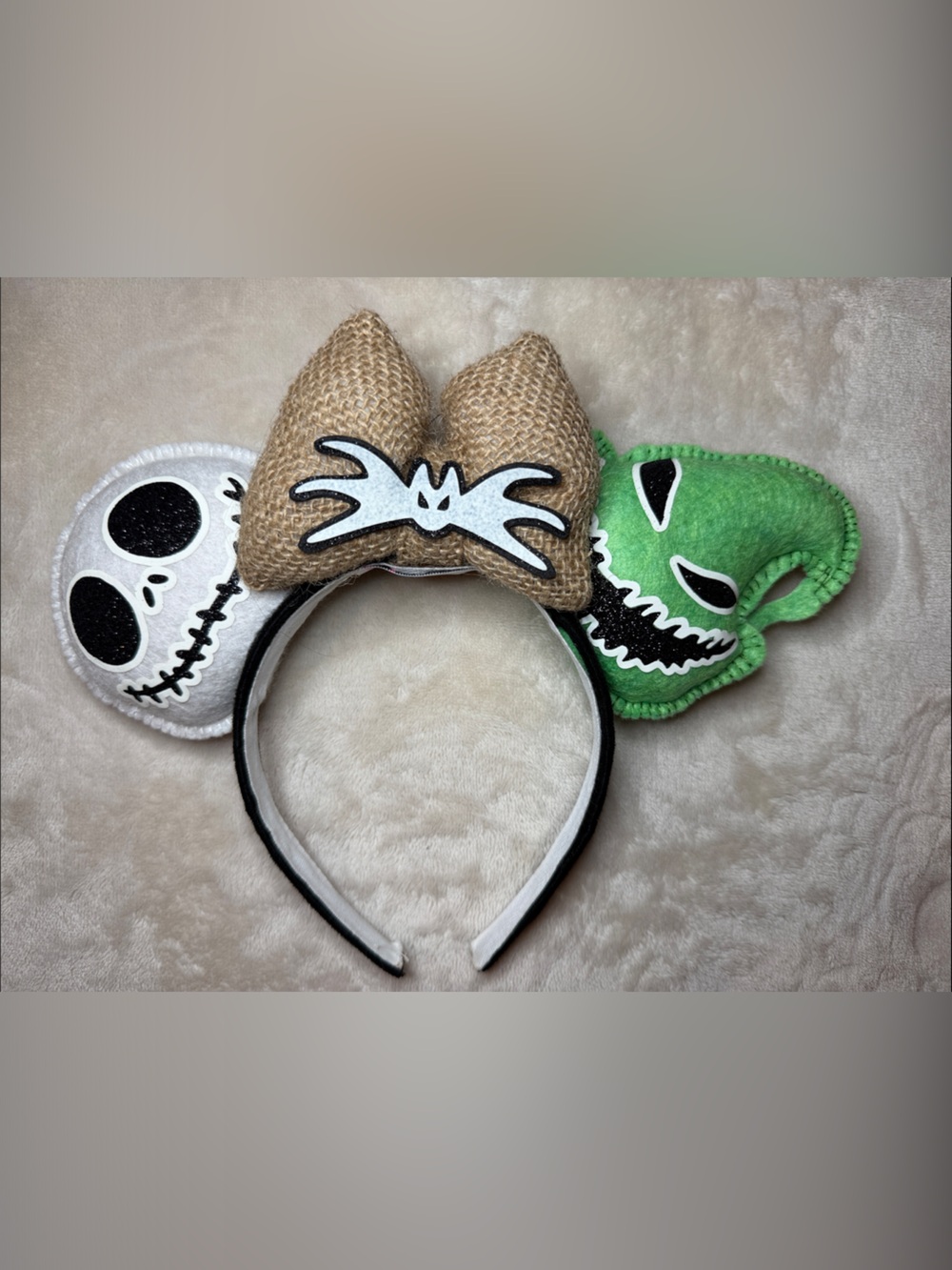 Nightmare before Christmas Glow-In-The-Dark Mickey Ears Headband - Handmade